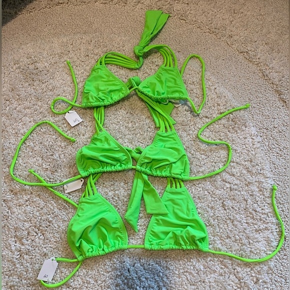 Green scrunch butt bikini triangle top small medium NWT New - Picture 7 of 12